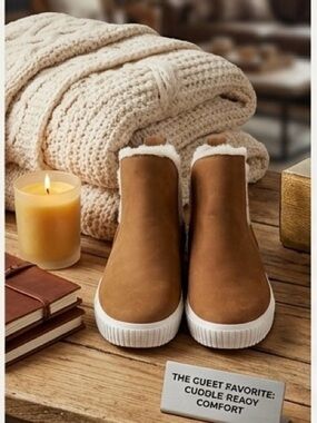 Timberland Chestnut Brown Shearling-Lined Winter Boots with original box.